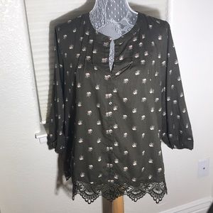 🔴 Lauren Conrad Deep Olive Blouse